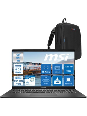 Msı Modern 15 Intel Core 7 150U 8gb 256GB SSD Intel® Graphics Freedos 15.6" IPS Fullhd (1920X1080) Taşınabilir Bilgisayar F1MG632XTRF01 + Zetta Çanta