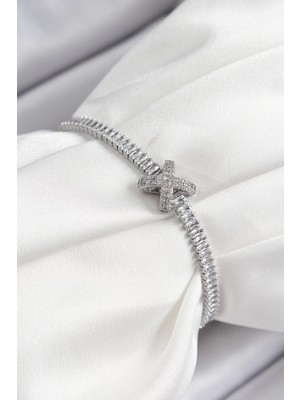 Bfs Pirinç Zirkon Taşlı x Detaylı Su Yolu Model Gümüş Renk Asansörlü Kadın Bileklik