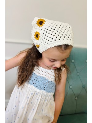 Örgü Ayçiçeği Bandana - Kadın Veya Kız Çocuk