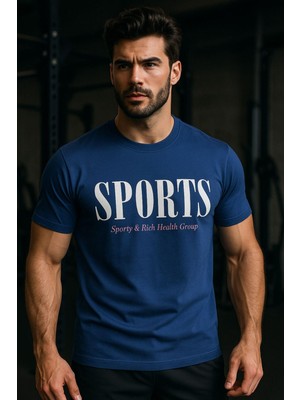 Erkek Lacivet Basic T-Shirt Baskılı Slim Fit %100 Pamuk Tişört
