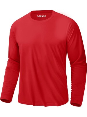 Erkek Kırmızı Basic Uzun Kollu Tişört Sporcu Body T-Shirt