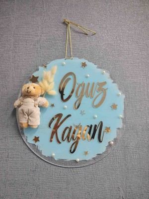 Buketiket Dekoratif Boyalı Pleksi Ayıcıklı Hastane Yenidoğan Bebek Çocuk Odası Kapı Süsü