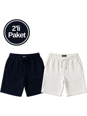 Erkek Beli Lastikli 2'li Paket Şort