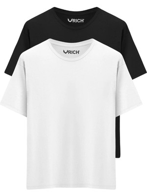 Erkek 2 Li Paket %100 Pamuk Oversize Tişört Basic Bisiklet Yaka Kısa Kollu T-Shirt