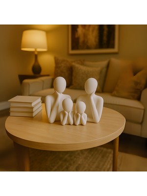 Soyut Aile Heykeli Seti – El Yapımı Modern Biblo | 2, 3, 4 Çocuklu Aile Figürleri | Minimalist Dekoratif Aksesuar