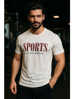 Erkek Beyaz Basic T-Shirt Basıkılı Slim Fit Rahat Kalıp %100 Pamuk Tişört