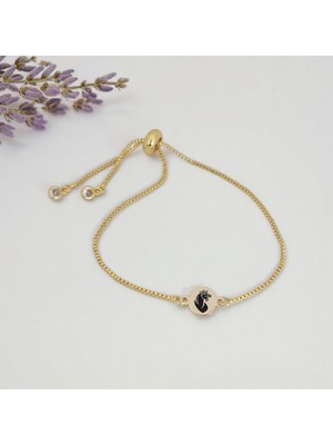 14 Ayar Altın Plakalı Aslan Temalı Zincirli Yuvarlak Motifli Hediye BILEKLIK-417SEMBOL