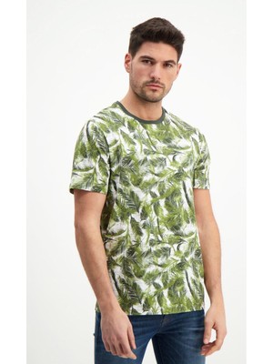 Desenli Erkek Bisiklet Yaka T-Shirt %100 Pamuk Tişört