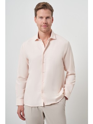  Erkek Yavruağzı Slim Fit Italyan Yaka Gömlek