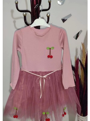 Zarif Kiraz Desenli Tütü Elbise