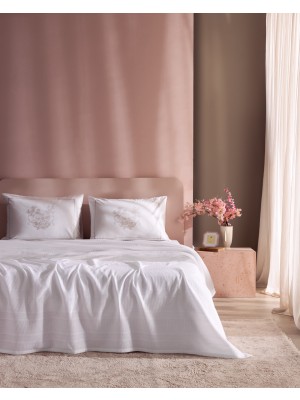 Mathilda King Size %100 Pamuk Karde Düz Pike Takımı - Beyaz