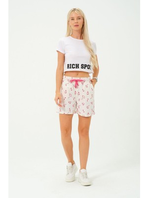 Rich Kadın Desenli Keten Şort