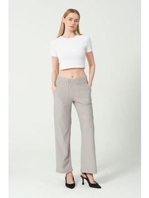 Rich Kadın Yüksek Bel Bol Paça Pantalon