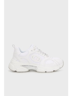 Guess Ibitha Logolu Metalik Detaylı Kalın Taban Sneaker Ayakkabı FLTIBIELE12 Bayan Ayakkabı Fltıbı ELE12 Whıte