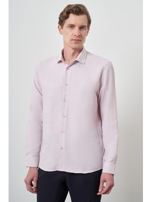  Erkek Pembe Slim Fit Italyan Yaka Gömlek