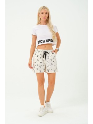 Rich Kadın Desenli Keten Şort