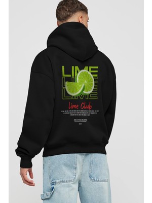Lime Kokteyl Arka Baskılı Hoodie Oversize Kapüşonlu Sweatshirt Erkek Kadın
