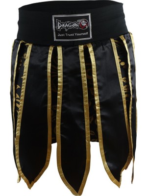 Dragondo MT3031 Muay Thai Kick Boks Şortu Taytlı Püsküllü Şort Siyah