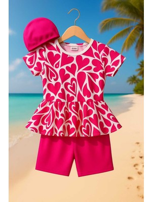 Üç Parça Kız Çocuk Boneli Mayo