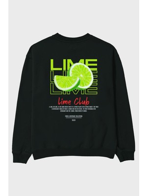Lime Arka Baskılı Oversize Sweatshirt Erkek Kadın Unisex