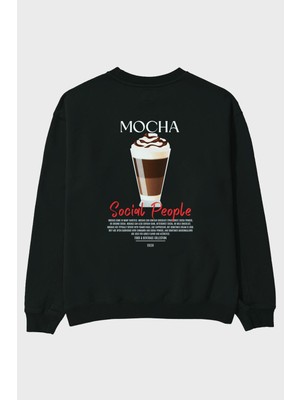 Mocha Arka Baskılı Oversize Sweatshirt Erkek Kadın Unisex