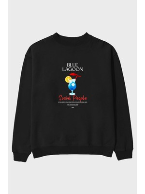 Blue Lagoon Ön Baskılı Oversize Sweatshirt Erkek Kadın Unisex