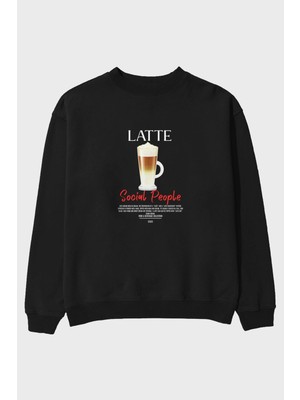 Latte Ön Baskılı Oversize Sweatshirt Erkek Kadın Unisex