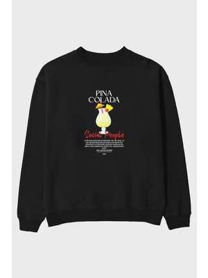 Pina Colada Ön Baskılı Oversize Sweatshirt Erkek Kadın Unisex