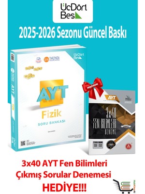 ÜçDörtBeş Yayınları -AYT Fizik 2026 Model Soru Bankası Seti Hediyeli!