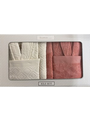 Özdilek Pastoral Krem Bornoz Seti %100 Pamuk Aile Seti M - L Cinsiyet 2 Adet Bornoz, 2 Adet Havlu