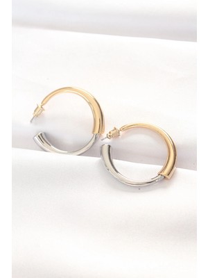 Bfs Pirinç Çift Renk Halka Küpe