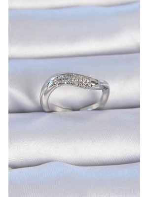 Bfs Pirinç Gümüş Renk Zirkon Taşlı Kadın Yüzük