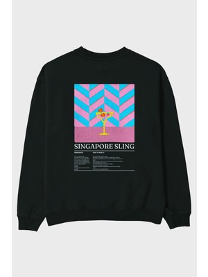 Singapore Sling Arka Baskılı Oversize Sweatshirt Erkek Kadın Unisex