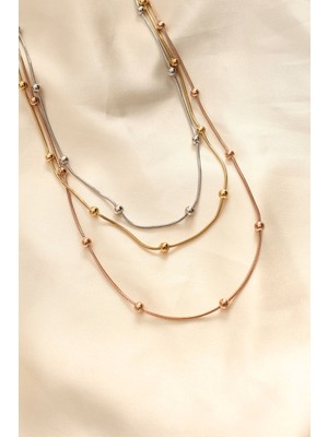 Bfs 316L Çelik Karışık Renkli Topçuk Tasarımlı Çoklu Kolye