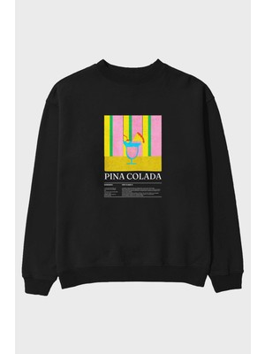 Pina Colada Ön Baskılı Oversize Sweatshirt Erkek Kadın Unisex