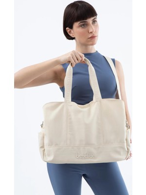 United Colors Of Benetton Kadın Büyük Boy Omuz Veya Seyehat Çantası BNT1489 - Bej