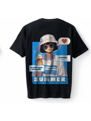 Bumeta Summer Vibes Anime Oversize Unisex Tişört T-Shirt