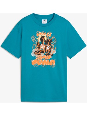 Puma Graphic Super Çocuk Mavi T-Shirt.66