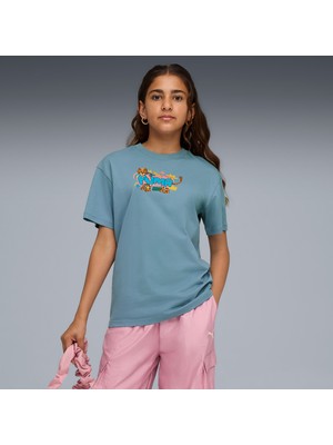 Puma Graphic Leopard Çocuk Mavi T-Shirt.34