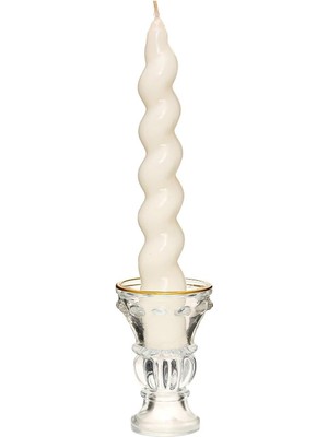 2'li Twirl Glow Beyaz Şamdan Mum Seti (18 Cm)