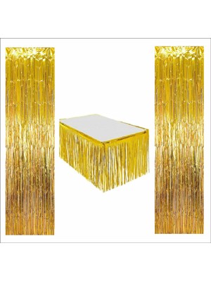 Gold Masa Eteği, 2 Adet Gold Arka Fon