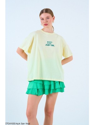 Just Be T-Shirt-Açık Sarı-Yeşil