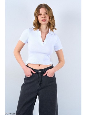 Sezon Önünde Giden Polo Yaka V Kısa Kol T-Shirt