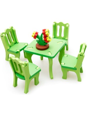 Ahşap 3D Masa Sandalye Maket Oyuncak