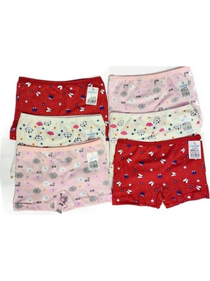 6 Adet Kız Çocuk Desenli Penye Boxer 403