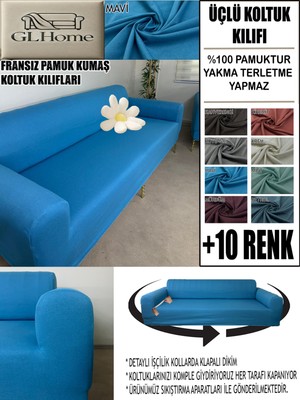 %100 Pamuk Fransız Kumaş 3 Lü Komple Giydirme Kanepe & Çekyat, Bohem, Porto, Vb. Model Koltuk Kılıfı