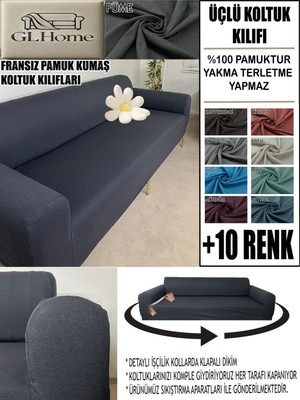 %100 Pamuk Fransız Kumaş 3 Lü Komple Giydirme Kanepe & Çekyat, Bohem, Porto, Vb. Model Koltuk Kılıfı