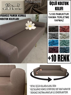 %100 Pamuk Fransız Kumaş 3 Lü Komple Giydirme Kanepe & Çekyat, Bohem, Porto, Vb. Model Koltuk Kılıfı