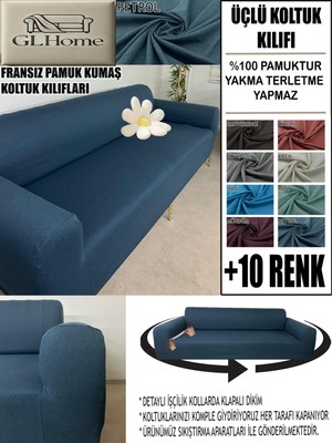 %100 Pamuk Fransız Kumaş 3 Lü Komple Giydirme Kanepe & Çekyat, Bohem, Porto, Vb. Model Koltuk Kılıfı