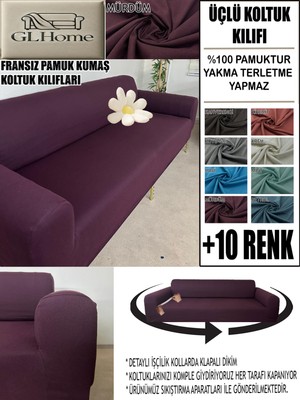 %100 Pamuk Fransız Kumaş 3 Lü Komple Giydirme Kanepe & Çekyat, Bohem, Porto, Vb. Model Koltuk Kılıfı